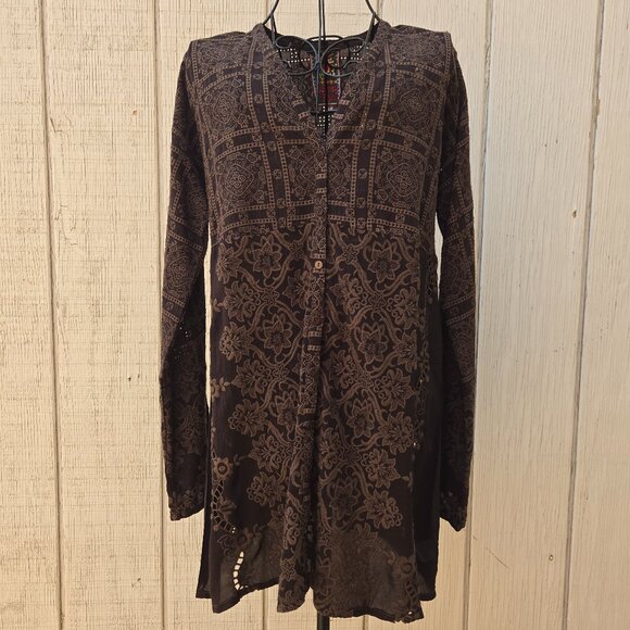 NWT Johnny Was Brown Eyelet Boho Tunic - Picture 5 of 9